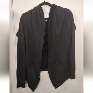 Lululemon Athletica Reversible Open Front Sweater‎ Cardigan Hood Women Size 10
